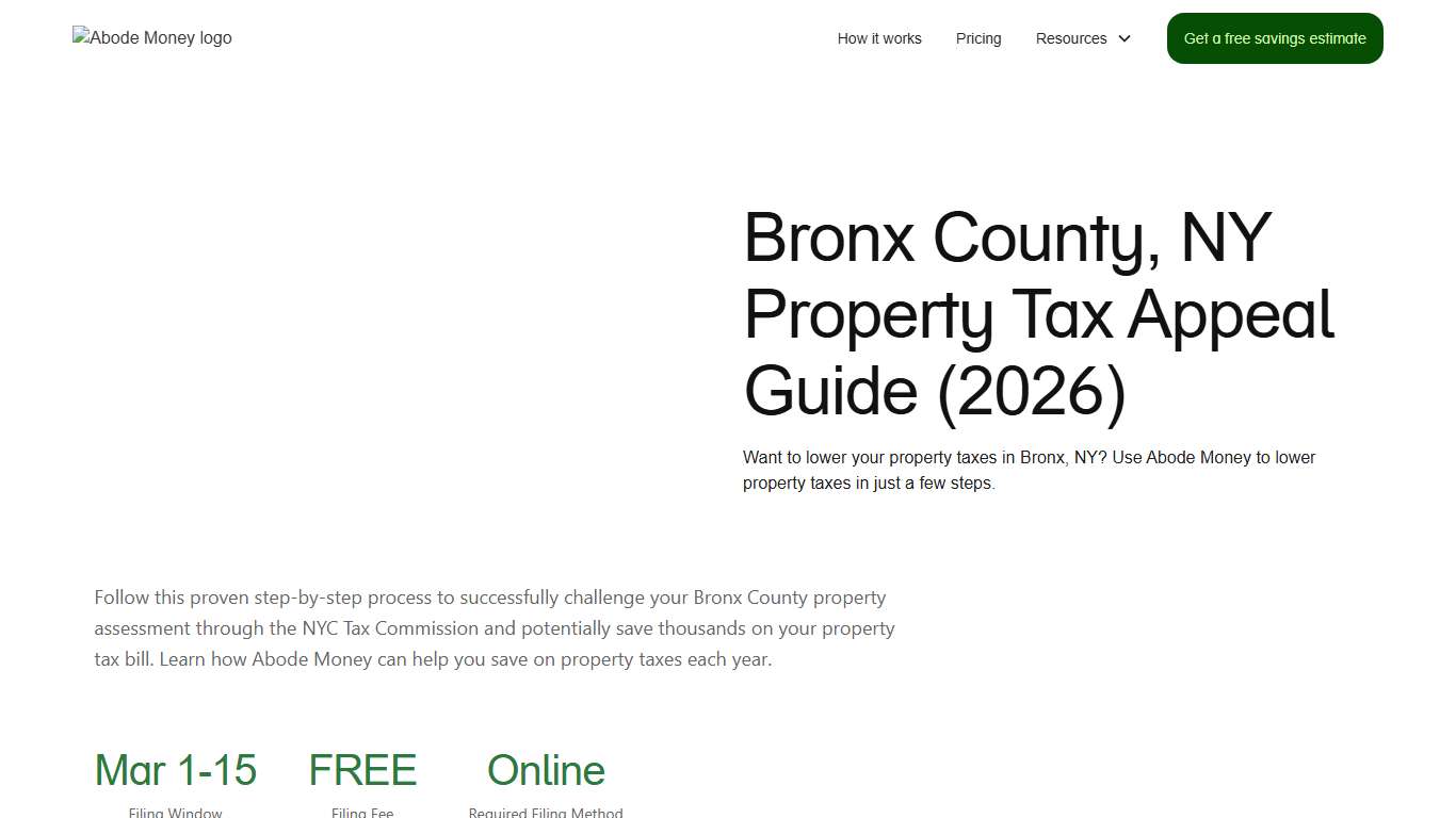 Abode Money Bronx County, NY Property Tax Appeal Guide (2026)